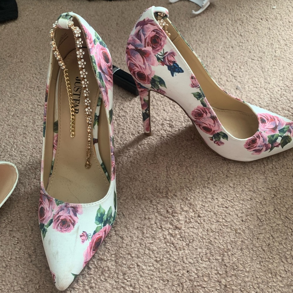 Flower dazzle ankle heels